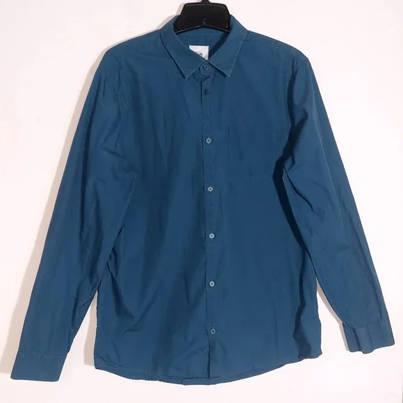 Kin by John Lewis Teal Blue Button Down Shirt Long Sleeve Pocket Casual Womens M - Picture 3 of 8